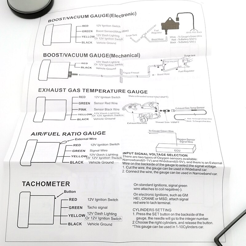 300°F Water Coolant Temperature Gauge Kit WITH/ Sensor 7 LED Illuminated Dial