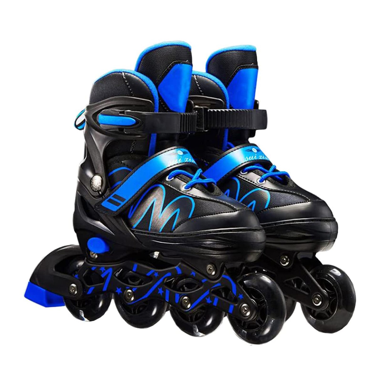 Beginner Inline Skates Adjustable Breathable Unisex Roller Skates For Kids Adults: Blue / L
