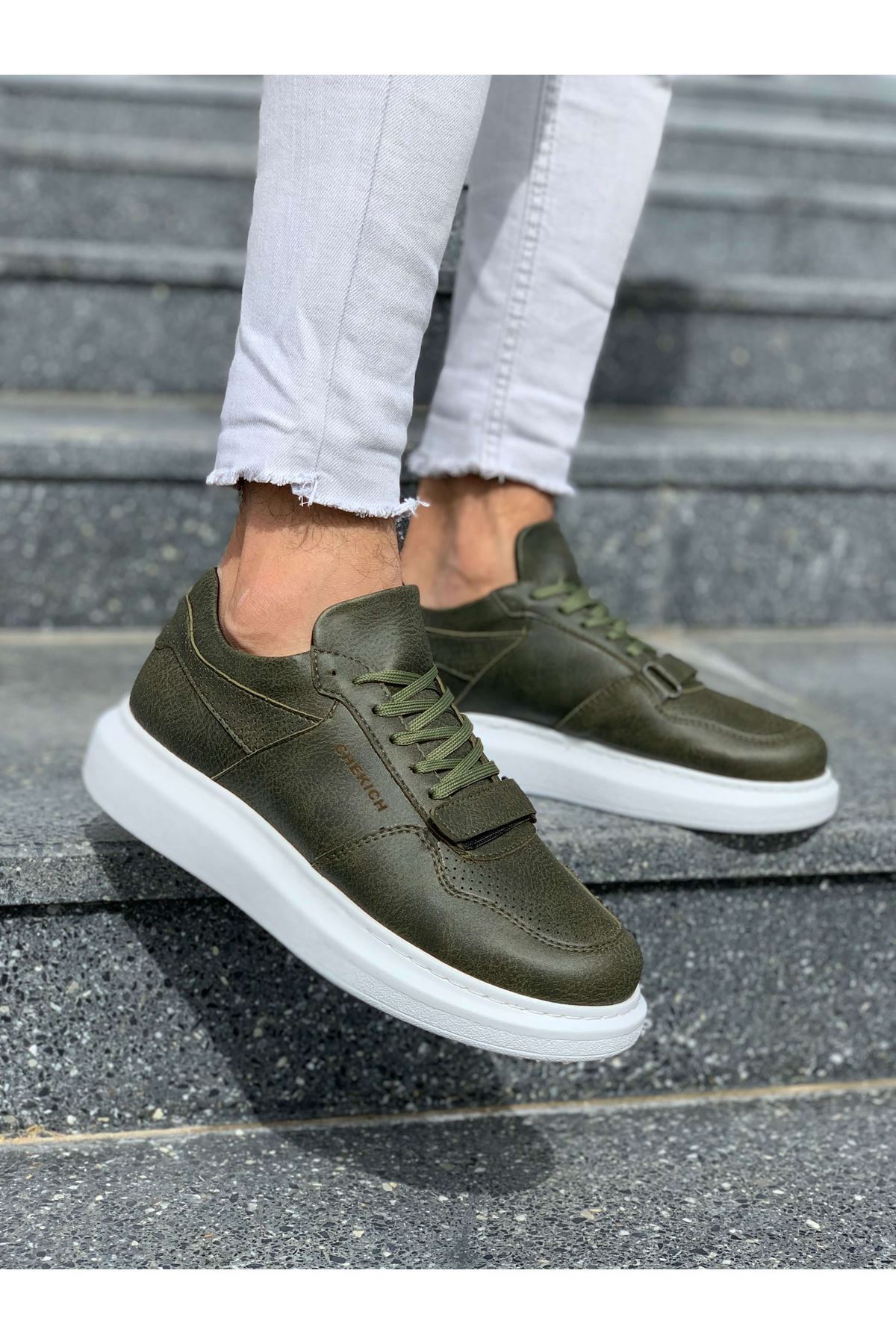 STM Kaki homme À Lacets Baskets Décontractées Chaussures De Sport