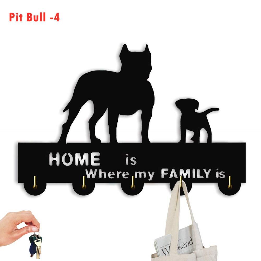 Ganchos: decoración de pared para perros, decoración de pared, ganchos para abrigos de madera, llavero, colgador de llaves para pared, entrada y cocina, 11,8 × 7,8 pulgadas, negro