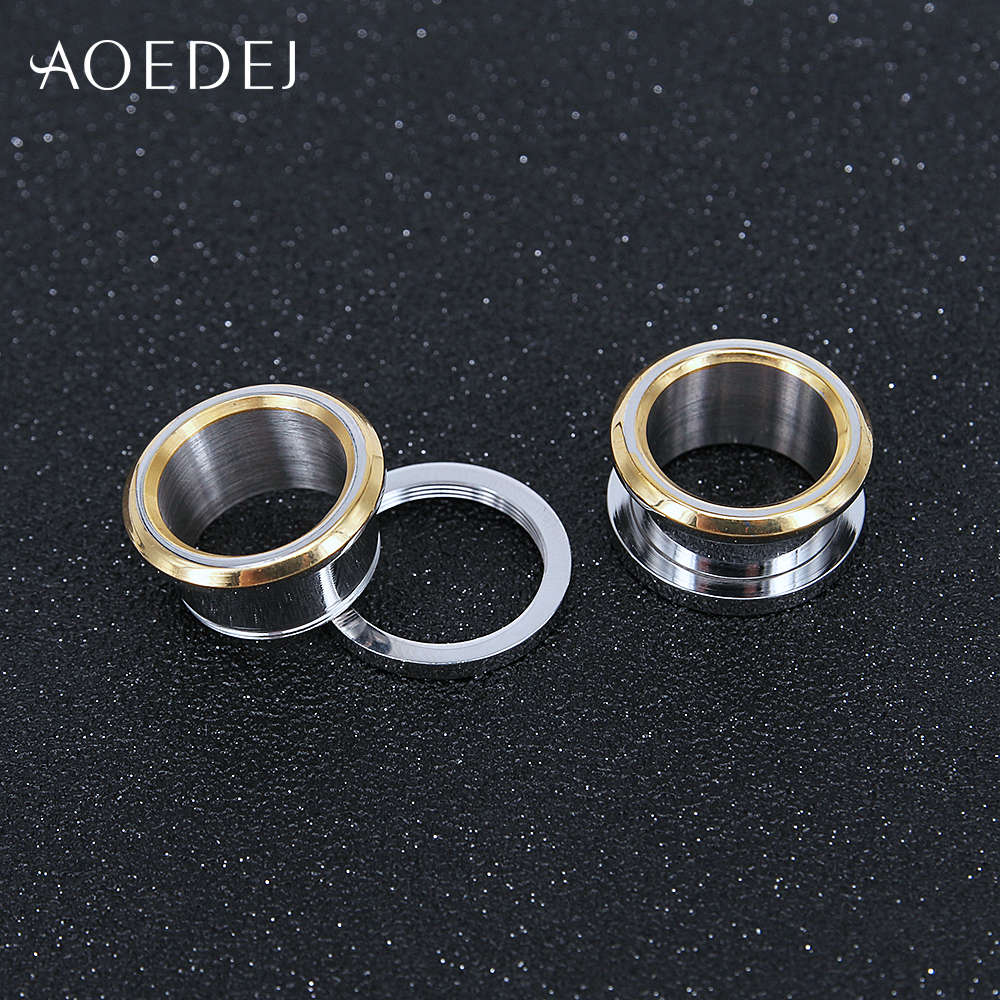 AOEDEJ 6-16mm Ear Plugs Tunnels Gold Stainless Steel Piercing Plug 16mm Metal Oor Expander Piercing Stretchers Oren Piercing Ear