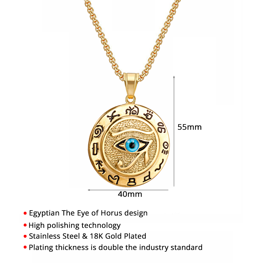 Oude Egypte Het Oog Van Horus Hanger Kettingen Voor Vrouwen En Mannen Gouden Kleur Rvs Ronde Sieraden