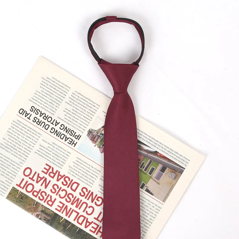 Unisex Black Simple Clip on Tie Women Men Zipper Ties Shirt Accessories Necktie for Man Skinny Slim Narrow Party Wedding Necktie