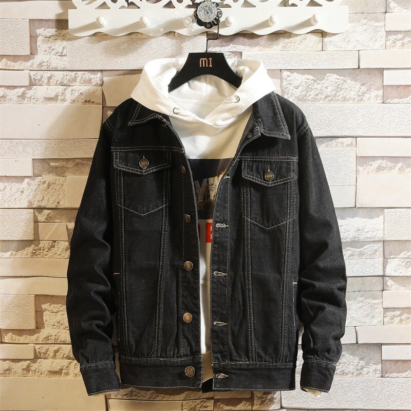 Men Jean Jackets Dark Blue Black Clothing Denim Jacket Man Jeans Jacket Thin Spring Outwear Male Cowboy Plus Size