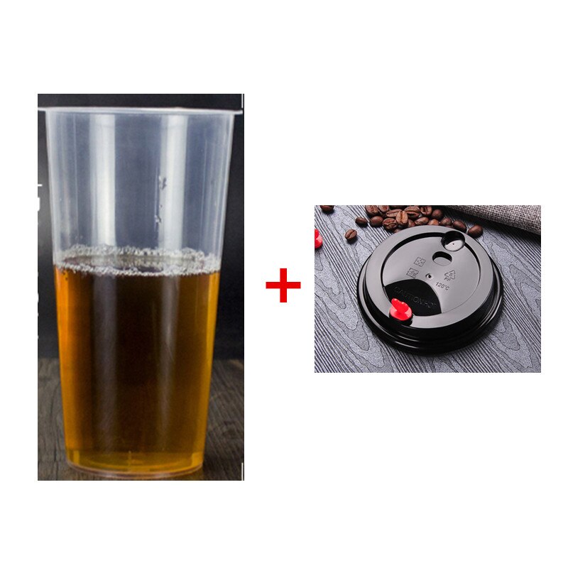 50pcs transparent disposable cups 360ml 500ml cold drink thick plastic cups birthday party favors cup with lid: cup and lid3 / 500ml 50pcs