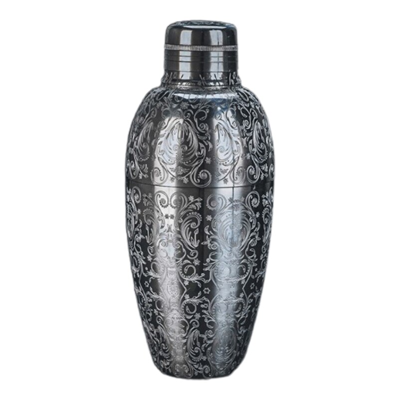 Vintage Stainless Steel Cocktail Shaker Built in Strainer Iridescent Rainbow Metal Martini Drink Mixer Home: Engraved