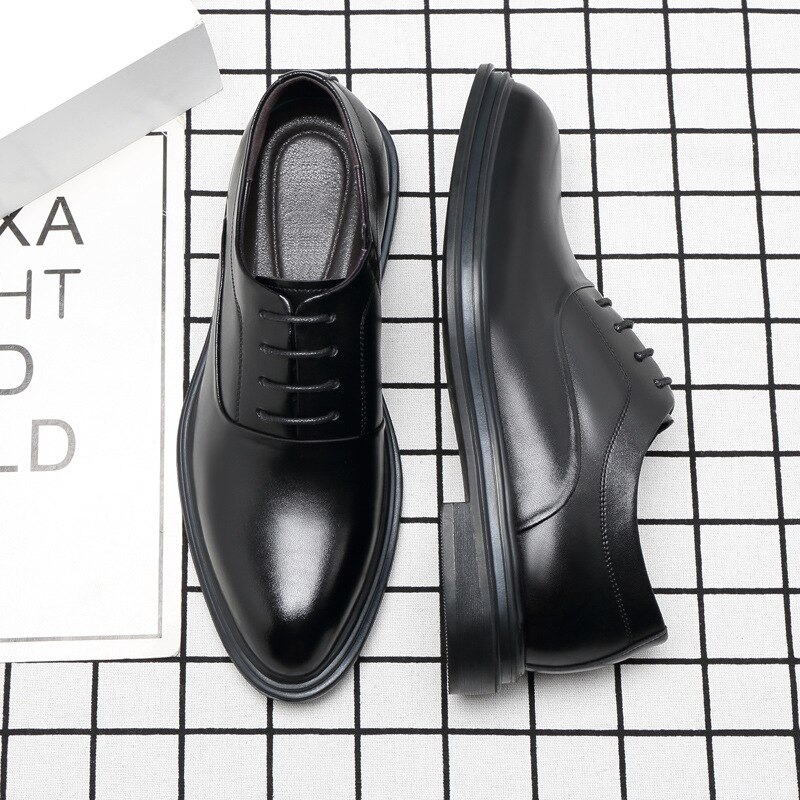 Gentleman 6/8CM High Heel Dress Shoes for Men Office Shoes Man Black Formal Shoes Men's Leather Shoe Men Wedding-shoes