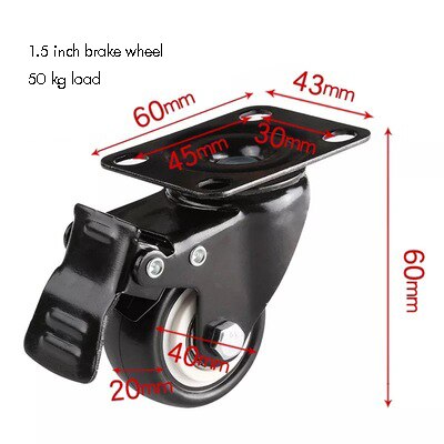 4 stykker / hjul hjul, kraftig universell, retningsbestemt, hjulhjul, låsehjul, svingplate til kontorstol: C