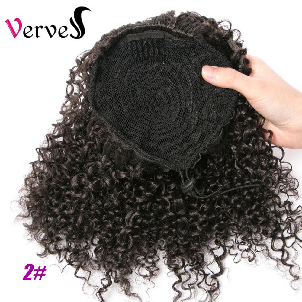VERVES Lockige Pferdeschwanz Haarteil Mit Gummi 10&#39;&#39; häkeln geflecht Band haar Chignon Synthetische Pferdeschwanz Haar Verlängerung mit Clip-in: #2 / 1 PC
