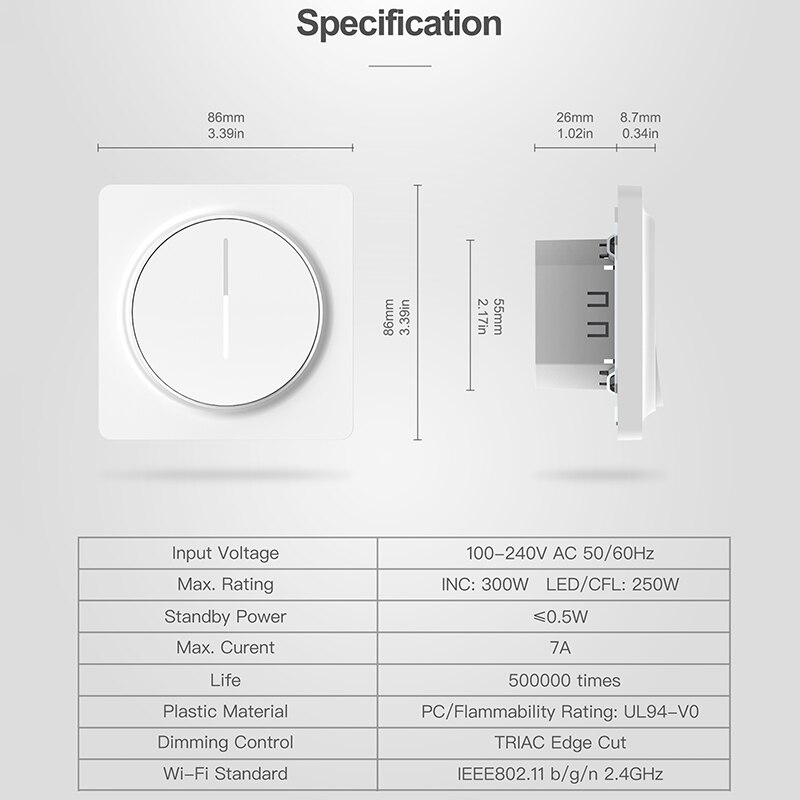 Tuya Smart Wifi Dimmer Lichtschakelaar Eu, Druk Dimmen Panel Wall Switch, Werkt Met Alexa Google Thuis, geen Hub Nodig