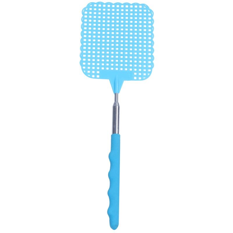 Flyswatter fly tapper myg insekter swatter teleskopisk op  to 73 cm blå