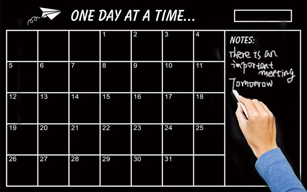 60*95cm PP Soft Removable DIY Monthly Chalkboard Calendar Blackboard Black Planner Chalk Board Sticker