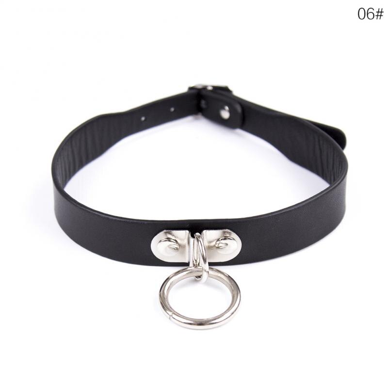 Schwarz Punk Halsband gotisch Leder Halsband Halskette Frauen Niet Kragen Spitze Chocker Geometrische Korn pendent Schmuck: F