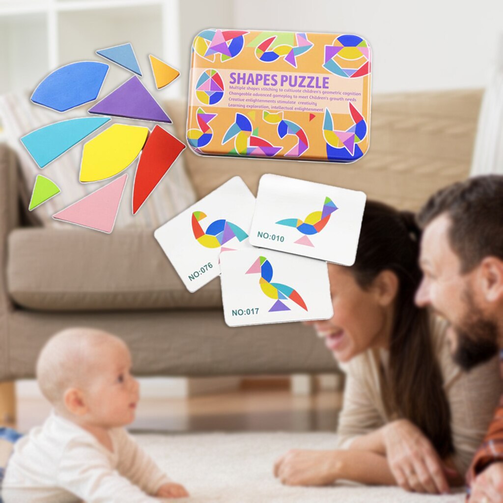 Tangram Puzzle 100 Patterns Shape Puzzles Jigsaw Stacking Game Develop Toy: Egg Shape