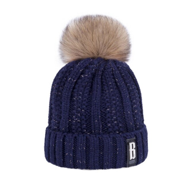 Wintermuts dames gebreid plus fluwelen winter warme muts dames effen kleur pompon muts meisjes kleding accessoires: 13