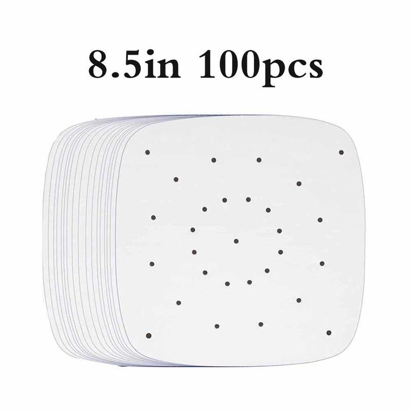 Papier de cuisson carré pour friteuse à Air 100, 8/9 pièces de 7/100% pouces, outils de cuisson carrés de alimentaire, soucoupe en papier à l'huile de Silicone pour petits gâteaux: 100PCS 8.5Inch