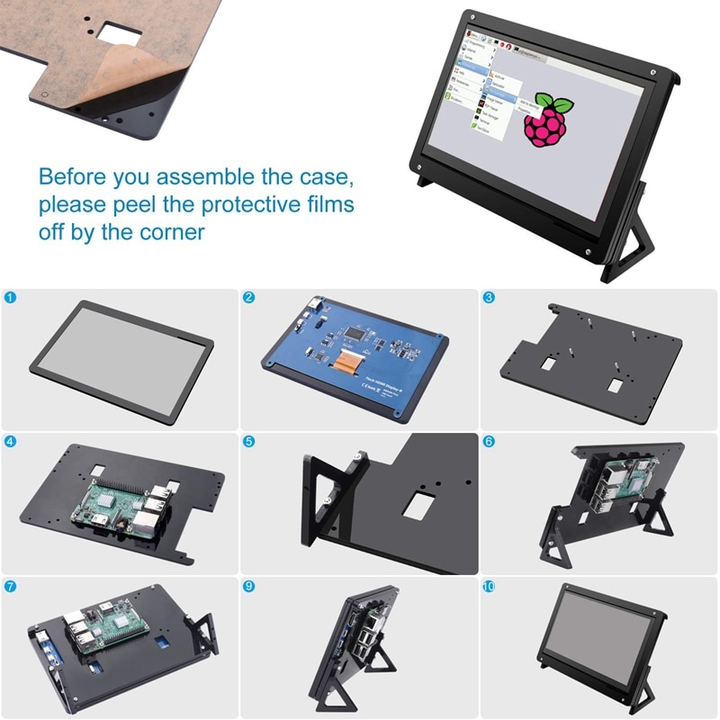 7 Inch Capacitieve Druk Lcd Display Voor Raspberry Pi 3B/3B + Screen Hdmi-ingang 1024X600 Met Case Stand houder