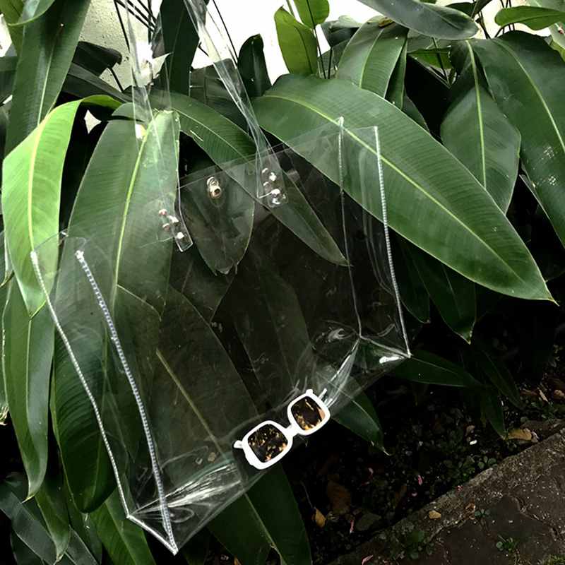 Casual totes kvinder pvc håndtasker gennemsigtige strandtasker sommer indkøbsposer damer skuldertaske åben håndtaske