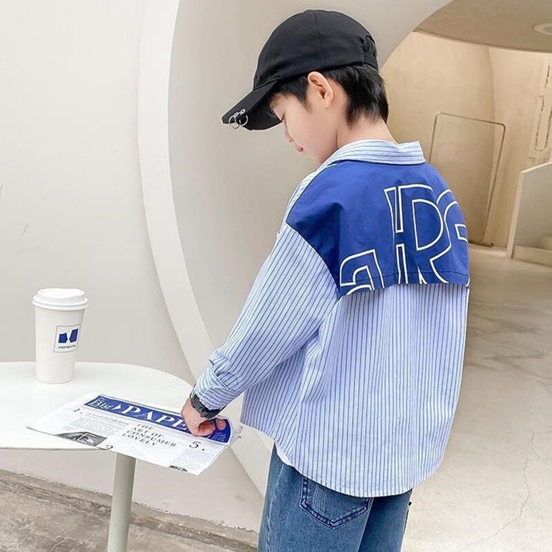 22022 Teenage Boys Kids Boys Shirts School Formal Shirt for Boys Down Collar Blouse For Dress Shirt Teen 6 8 10 12Year