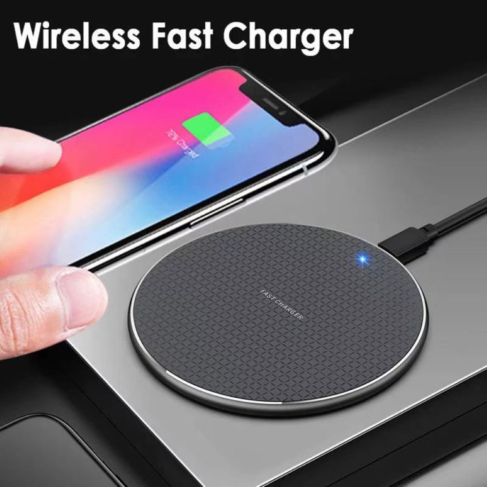Round wireless ultra-thin charger product 10W aluminum alloy mobile phone wireless charger for Android Apple universal