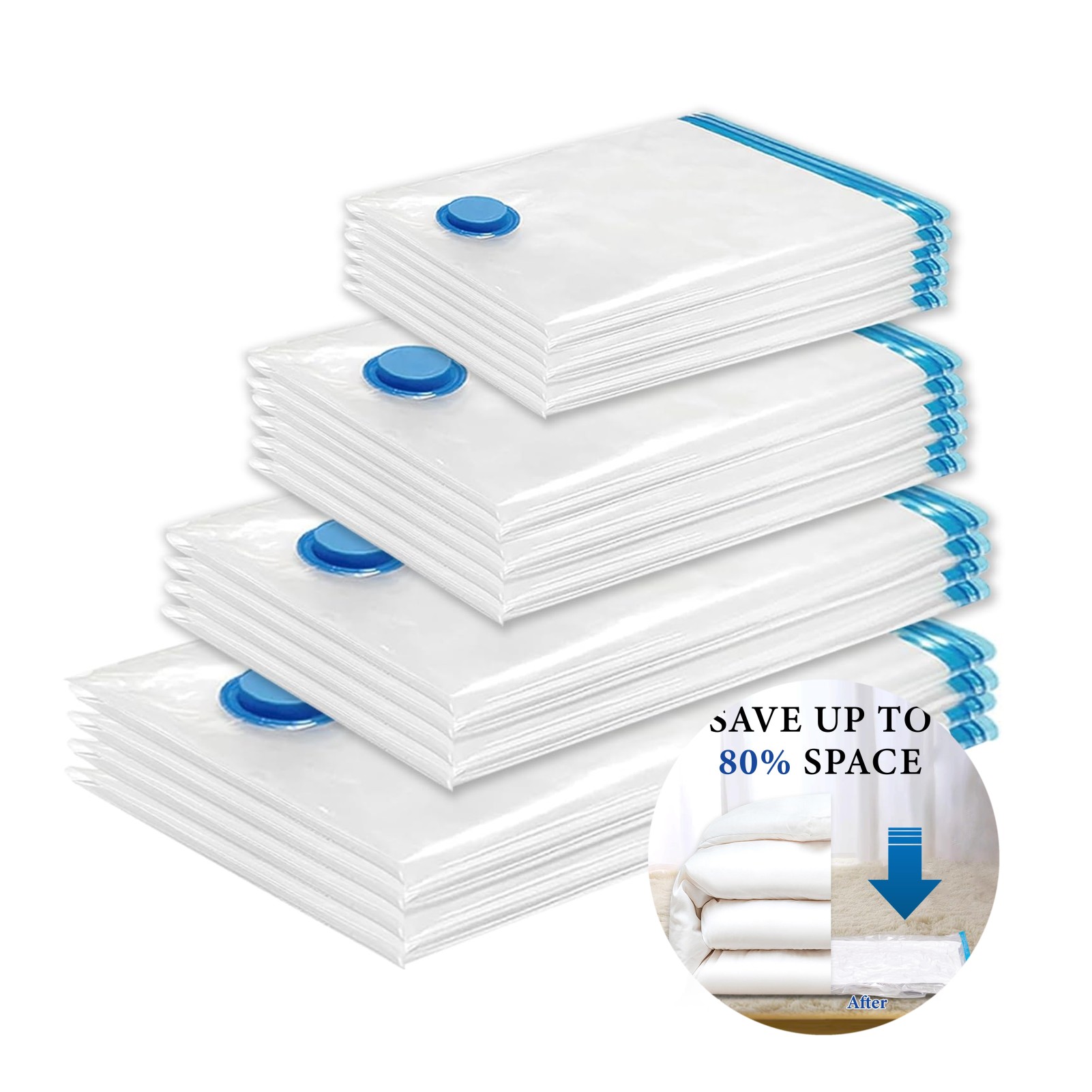 5-pack vacuümopbergzakken, ruimtebesparende zakken compressie voor dekbedden en dekens, sealer kleding reisverpakking organisator