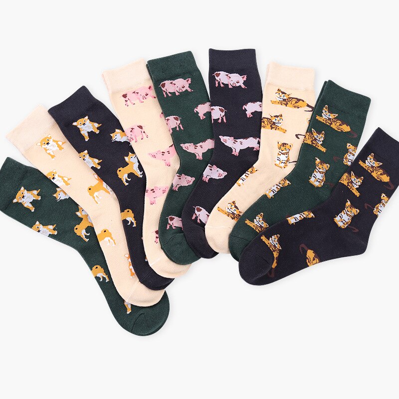 Novedad de , calcetines cortos Teckel Shiba Inu Tiger Beagle para mujer, bonitos calcetines de algodón con de Animal para mujer