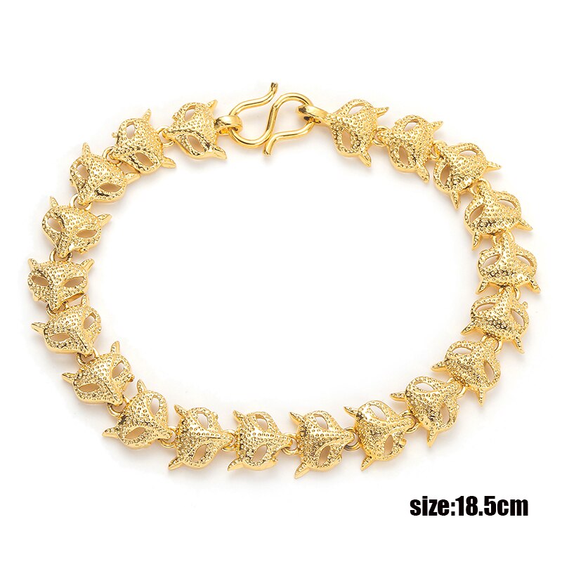 Plated 24K Gold Bracelet Multi Shape Punk Curb Cuban Chain Gold Bracelets Flowers Bangle Fox Fish Wife Fiance Collect: style-2