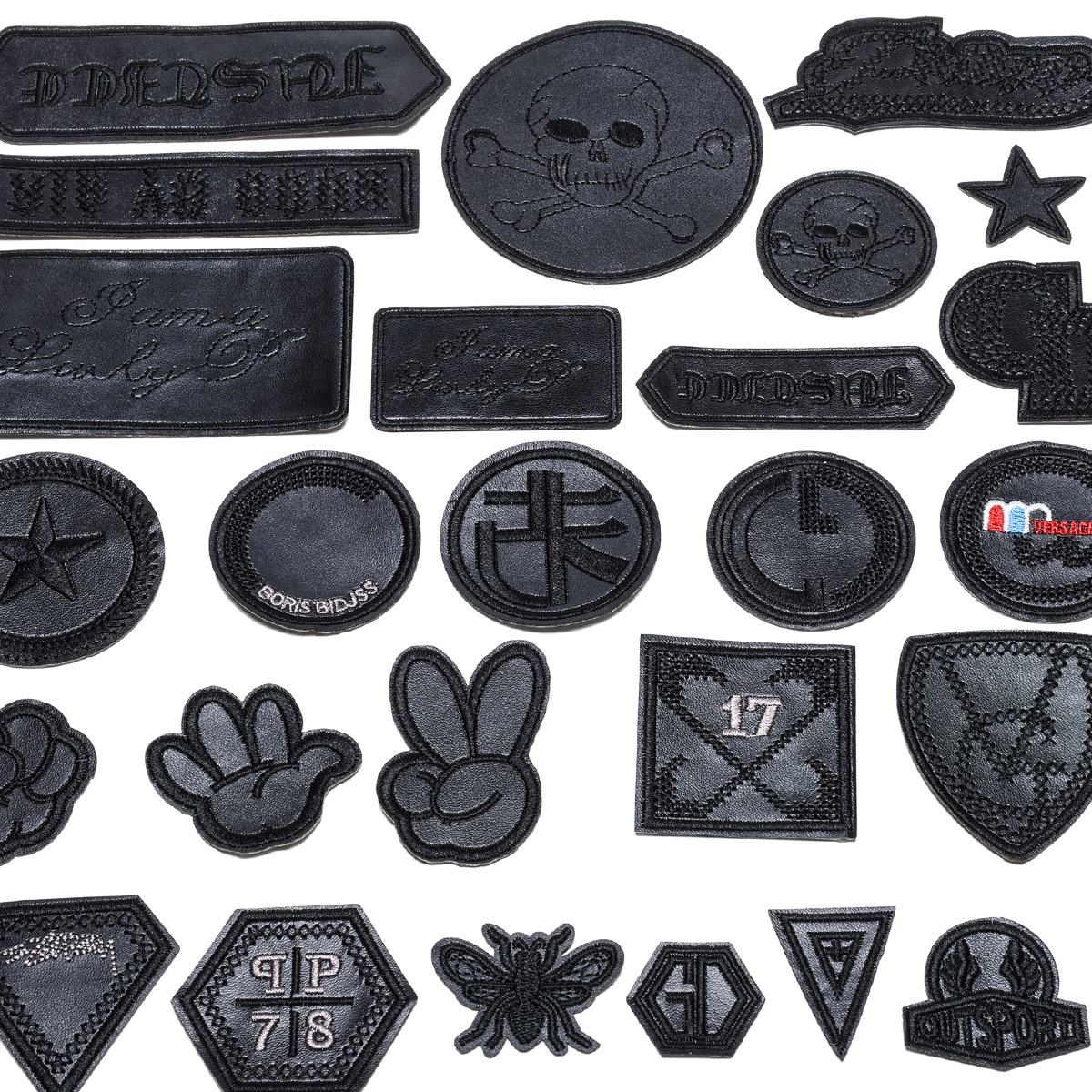 Parche de PU de cuero negro, pegatina de tela para reparación, insignias bordadas, parches para pantalones de cuero vaquero, apliques para ropa, parches para planchar