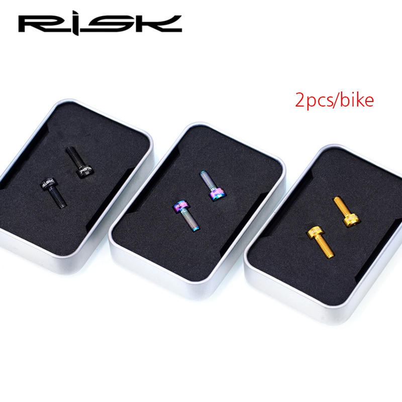 RISK-tornillos de aleación de titanio para bicicleta de montaña, accesorio ultraligero de mango fijo, M5 x 14mm, 2 unids/lote, M5 x 14mm