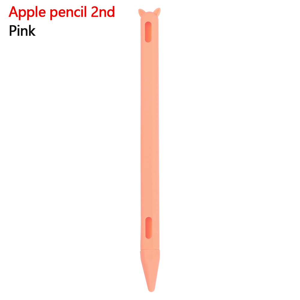 Cute Cat Ear Anti-scroll Silicone Protective Pouch Cap Holder Nib Cover Protective Case Skin For Apple Pencil 1 2 Tablets Pen Co: pink pencil 2nd