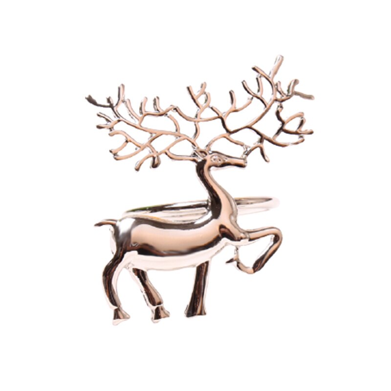 1/6Pcs Kerst Servettenhouder Ring Lichtmetalen Leuke Duurzaam Delicate Deer Servetringen Voor Bar Restaurant Christmas Party diner: 1pcs 02