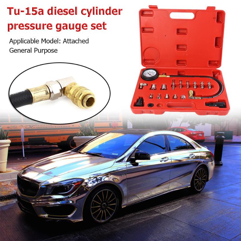 Diesel Engine Cylinder Compression Tester Kit 3 inch Pressure Gauge and Adapter Set Fast Connector for Efficient Connection