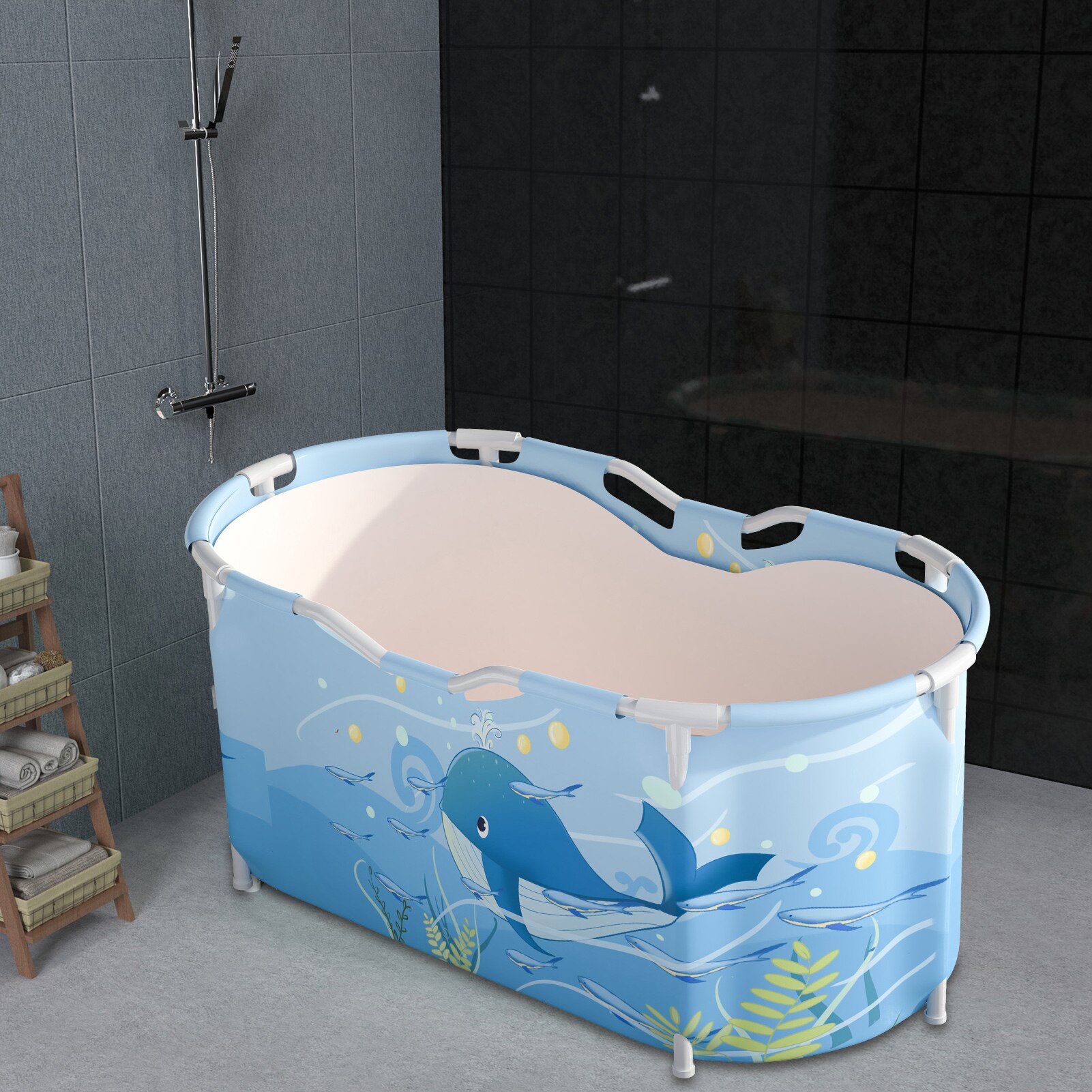 Bañera grande para adultos, barril de baño de plástico grueso, vaporoso, plegable, para el hogar