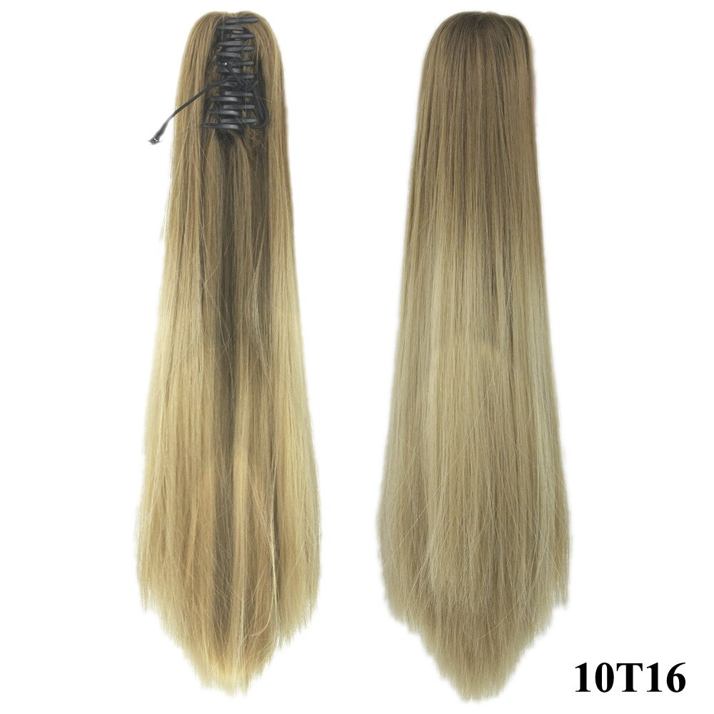 Lange Rechte Synthetische Paardenstaart Vrouwen Ombre Hair Stuk Staart Hoge Temperatuur Fiber Pony Tail Hair Extensions voor Dame: 10t16