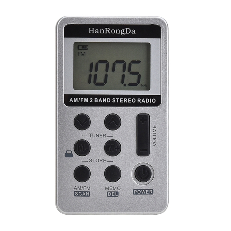 Radio FM portatile E56B con batteria ricaricabile: goditi l'ascolto in movimento con auricolari display digitale: Argento