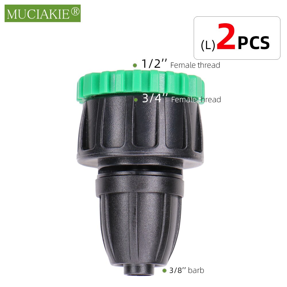 MUCIAKIE 2pz Attacco Rapido Adattatore con 1/4 (ID 4mm) o 3/8 &#39;&#39;(8mm) connettore spinato Nastro A Goccia per L&#39;irrigazione Irrigazione del Giardino: Lx2pcs