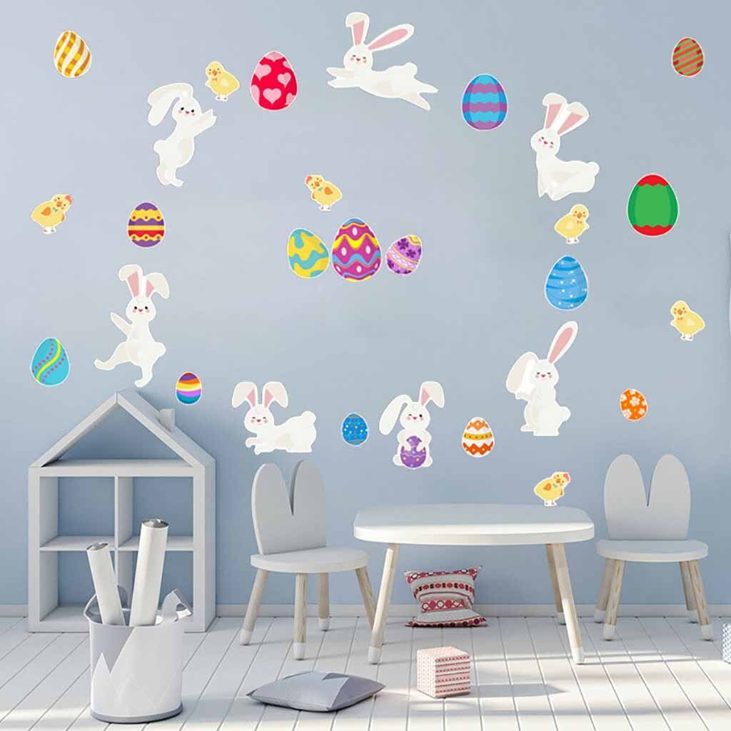 Easter Window Clings Decals Carrot Bunny Egg Window Sticker for Wall Door Decor Easter Party Home Decor Animal Sticker#30: B