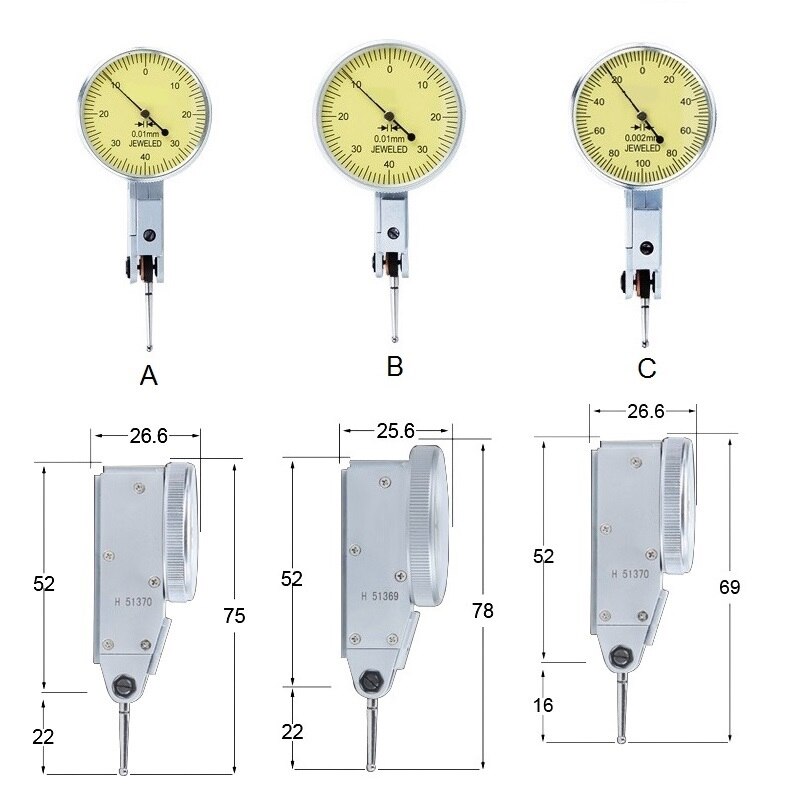 0.001mm Precision Leverage Dial indicator 0-0.8mm Metric Dovetail Rails Measuring Instrument Tool Shaft Runout Analog Test
