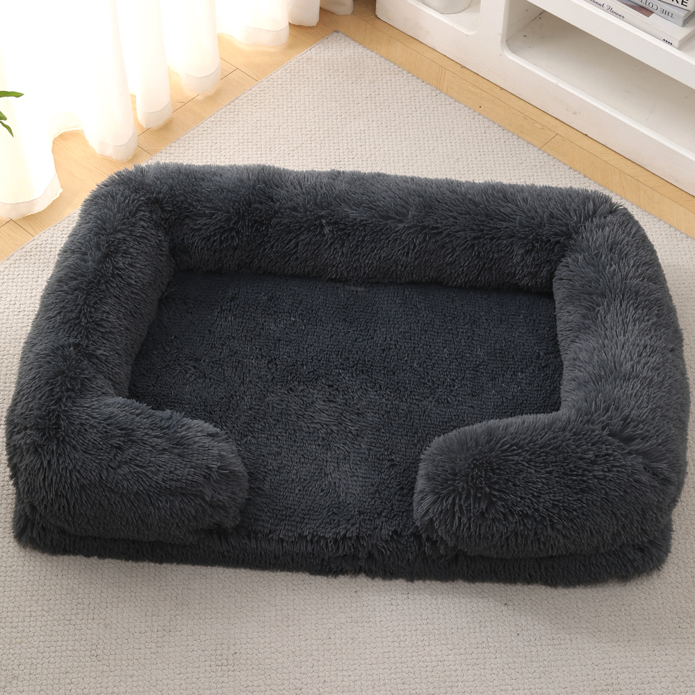 Winter Thickened Washable Removable Plush Fluffy Pet Bed for Large Medium Dogs Cats, Rectangular & Square Dog Bed Mat Cushion