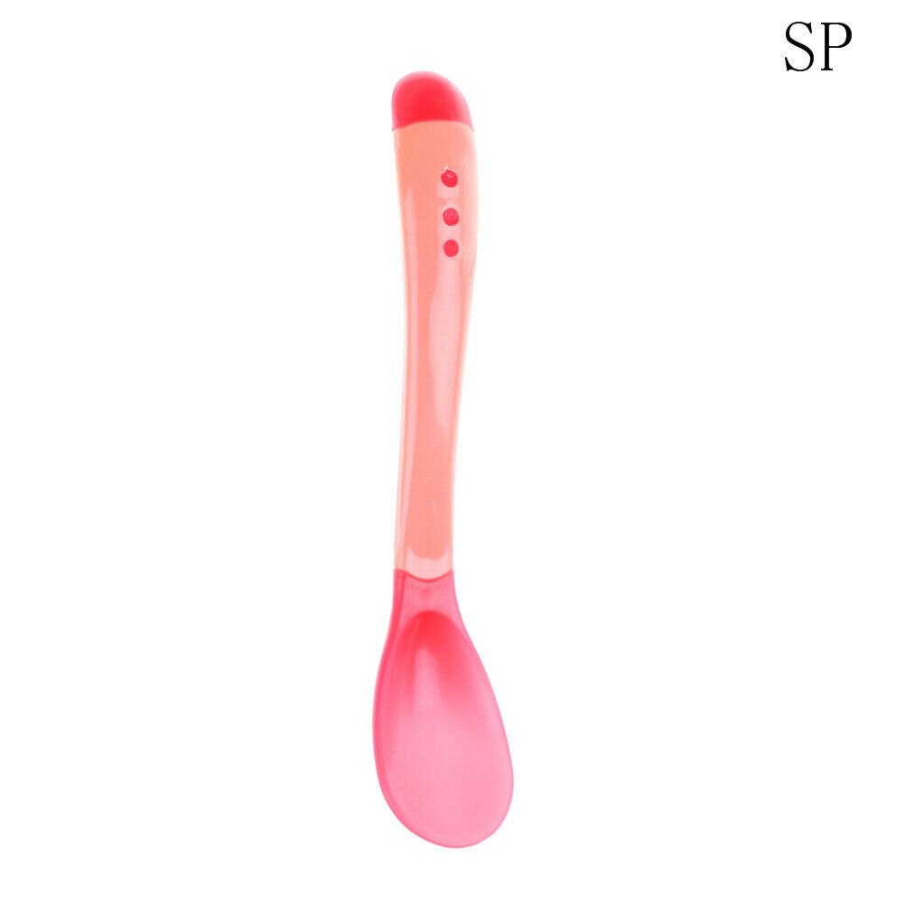 Baby silikon sked babysäkerhet temperaturavkännande barn barn bestick matningsskedar: 5