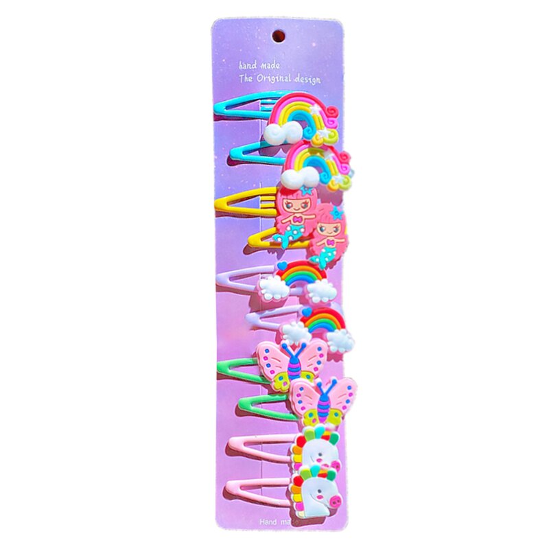 2021 nuovo 10 pz/impostato simpatico cartone animato neonata accessori per capelli bambini arcobaleno gelato clip di capelli forcine fasce per capelli regali per ragazze: 01
