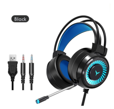Udj Bedrade Headset Met Microfoon Computer Game PS4 PS5 Fifa 21 Fanatic Gamer Usb Microfoon Kleurrijke Verlichting Subwoofer Surr: black