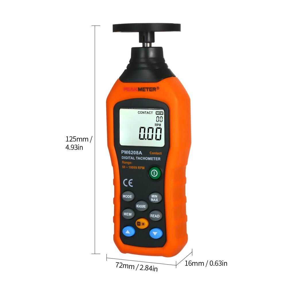 Digital Tachometer Handheld Contact Tachometer LCD Speedometer Tach RPM Meter Contact-type Digital Tachometer Wide Measuring