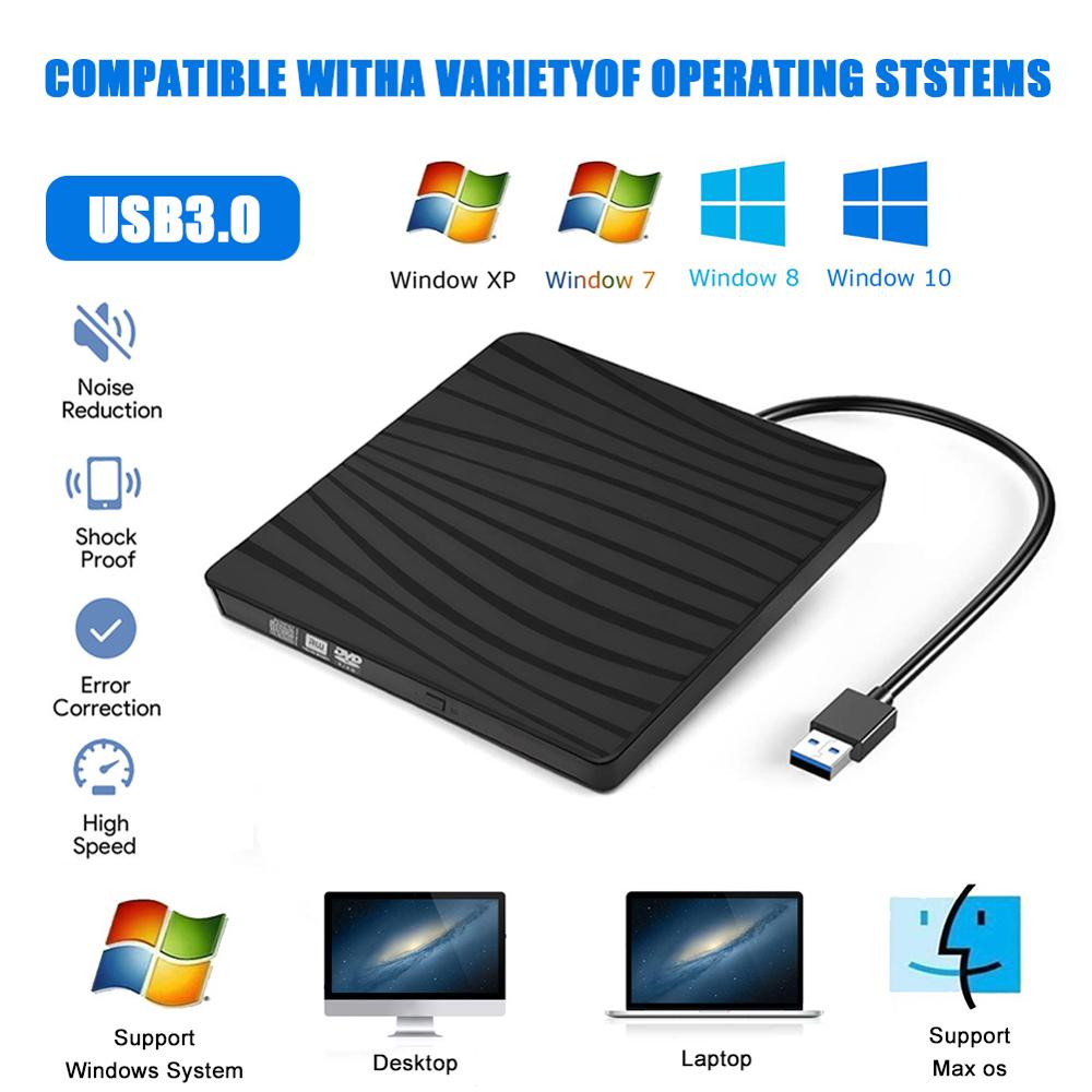 Ulkoinen dvd-asema usb 3.0 kannettava cd dvd-asema kirjoittava poltin optinen soitin yhteensopiva kannettavan tietokoneen kanssa windows 7/8/10 mac  os8.6