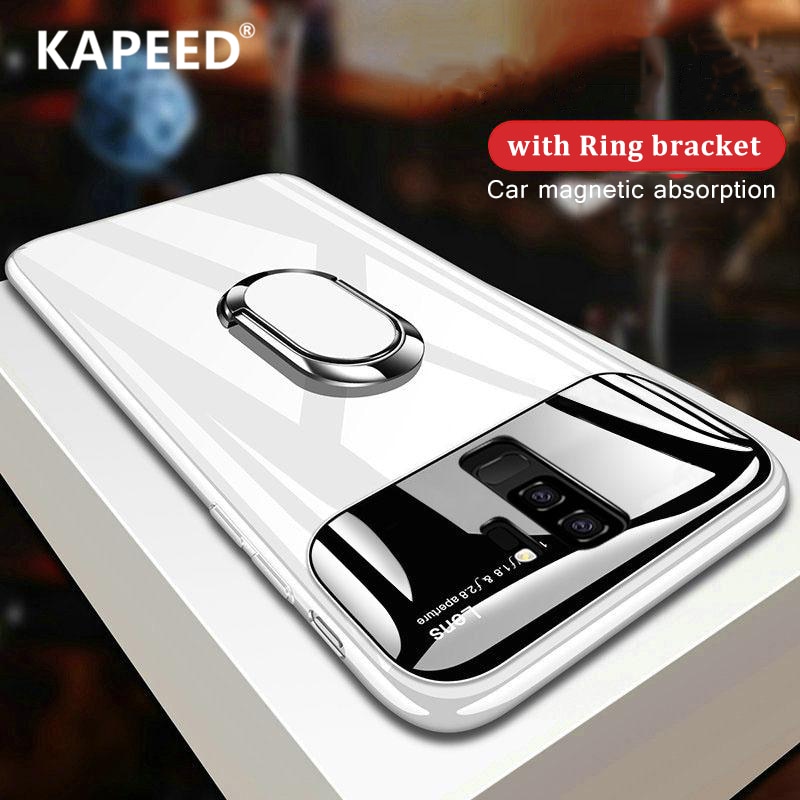 Holder Case For Samsung Galaxy S8 S9 Plus Note 8 9 Magnetic Ring Mirror Hard PC Back Cover For Samsung S8 S9 Note 8 9 Case Funda