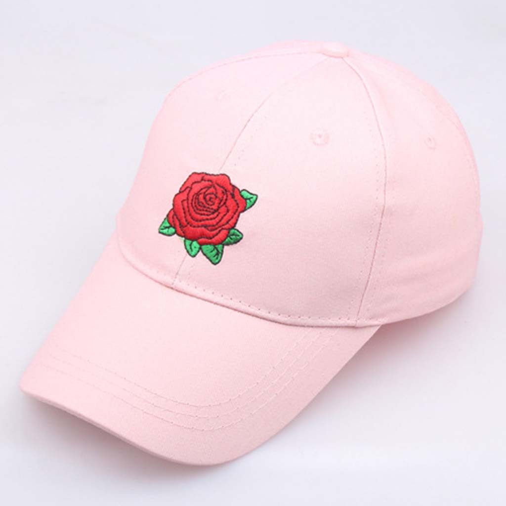 Frauen Männer Gestickt Cowboy Hut Baseball Kappe Top Hut Rose Bestickte Baseball Kappe Ente Hut Koreanische Beiläufige Sonnenblende #45: Pink