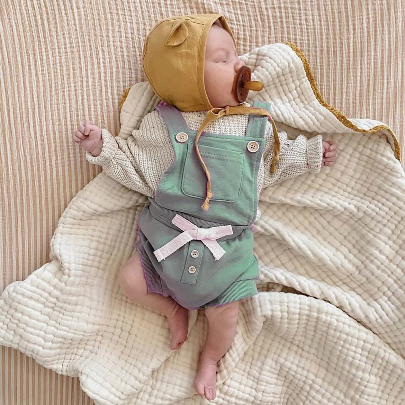 Barboteuse pour -né de 0 à 18 mois, vêtements d'été sans manches pour garçons et filles, poches à bretelles, pantalons courts, salopette pour tout-petits, combinaisons amples