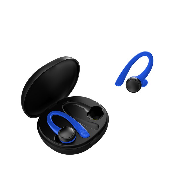 Bluetooth Headset Draadloze Sport Hoofdtelefoon Tws Bluetooth 5.0 Koptelefoon Oorhaak Running Stereo Oordopjes Met Microfoon Waterdichte: Blue