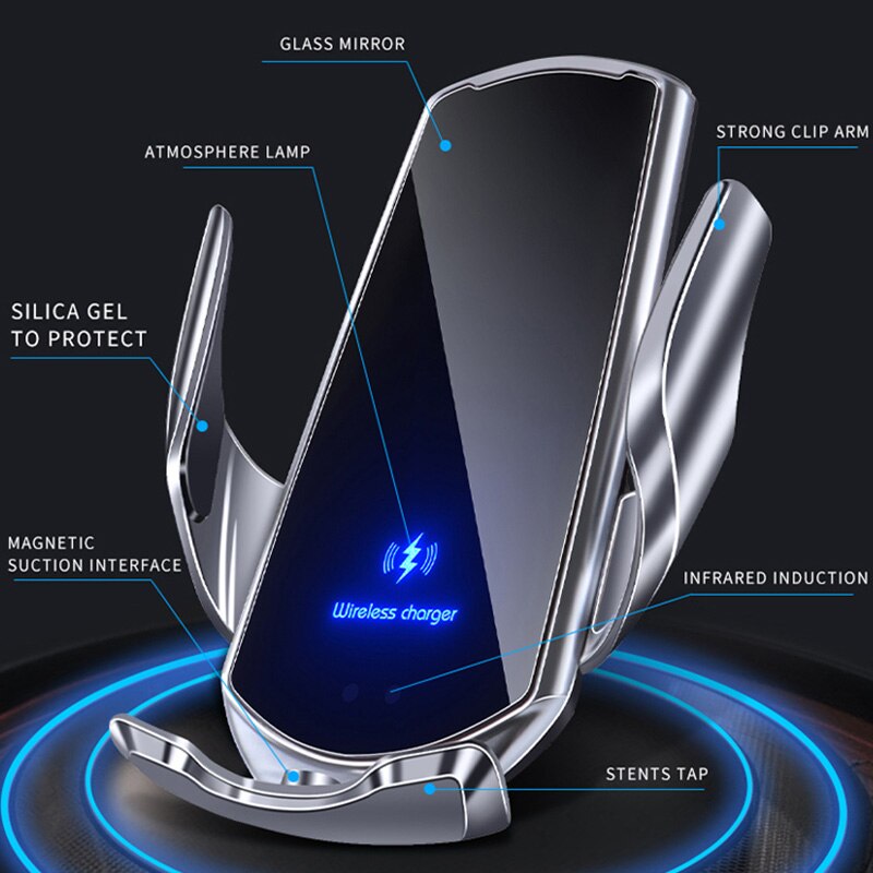 15W Car Wireless Charger for Samsung Galaxy A12 A22 A32 A42 A52 A72 A13 A33 A53 A73 5G Magnetic Charging Automatic Clamping