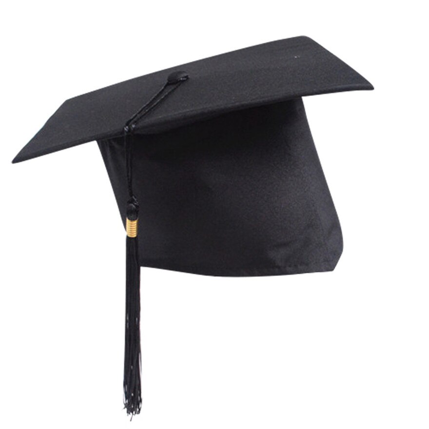 Voksne børn universel justerbar bachelor hat gradueringshue med kvast justerbar fotografering hurtigt: Sort